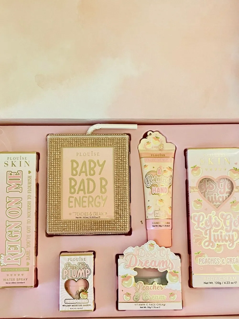 P Louise Peaches & Dreamy Full Size Product Beauty Box NIB